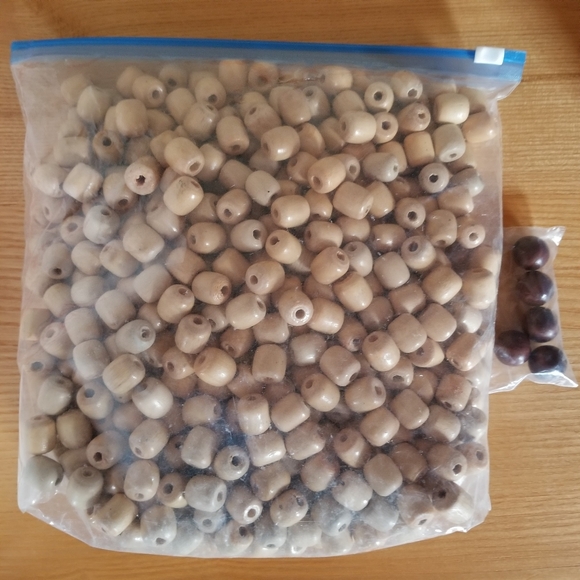 600 Macrame Beads Natural Wood Barrel 5/8" x 1/2" Barrel Craft Over 2 Lbs VTG - Picture 1 of 9